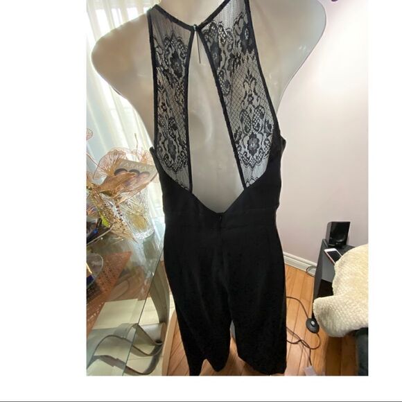 Parker jumpsuit womens size S black cropped leg lace yolk sol sexy chic - Picture 6 of 10